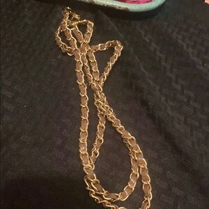 Elegant Gold Chain w/brown for wallets or bags 25”